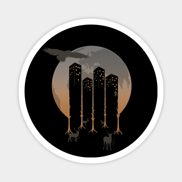 Save The Planet - City Night glow Magnet by MellowGroove